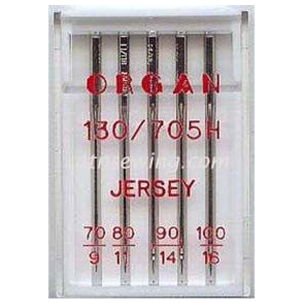 Organ Jersey Sewing Needles 130 705H Assorted 70, 80, 90 & 100 - 5 Needles Per Pack
